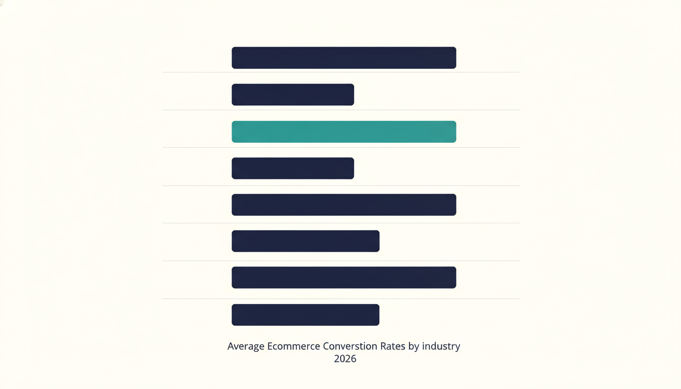 Illustration for: Average ecommerce conversion rate by industry (2026 data)